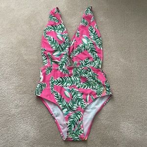 Tropical Print One Piece Bathing Suit